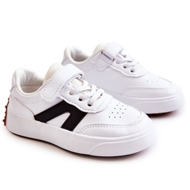 Scarpe sportive basse in pelle per bambini Jessie bianche e nere bianco