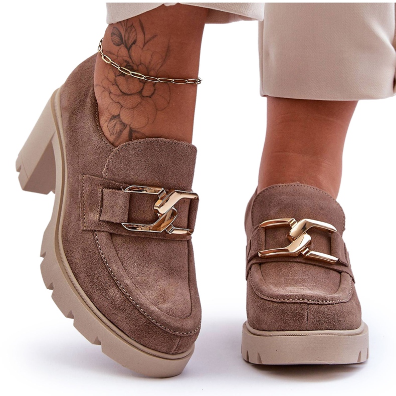 Scarpe eleganti su colonna con decoro dorato, Harmell beige