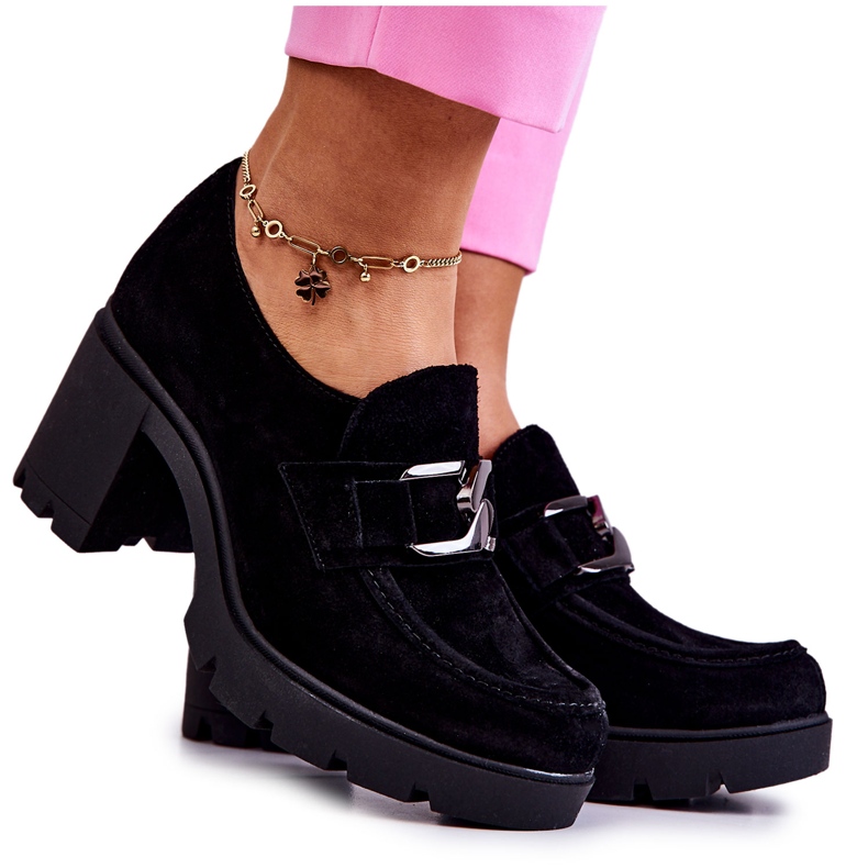 PL5 Scarpe eleganti su colonna con decoro Black Harmell scuro nero
