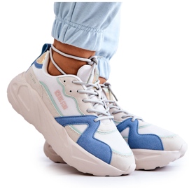 Sneakers da donna Memory Foam Big Star JJ274600 Beige-Blu bianca