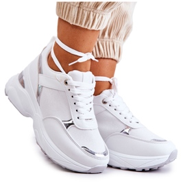 PG1 Scarpe Sportive Lucide Da Donna Su Un Cuneo, Attività Bianca d'argento