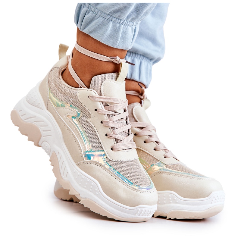 PG1 Sneakers Callisto Shiny da donna di colore beige