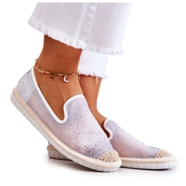 PG1 Espadrillas Da Donna In Tessuto Con Cubic Zirconia Deimos Grigio bianco argento