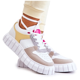 PS1 Scarpe Sportive da Donna in Pelle Fiorentina Bianca e Beige bianco giallo