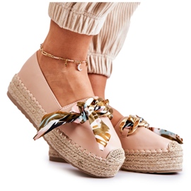 PS1 Espadrillas Da Donna In Pelle Con Catena Fantasia Beige rosa