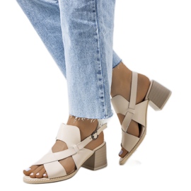 Sandali in pelle beige sul post di Destina