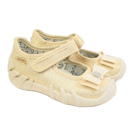 Pantofole Ballerine Bambina Con Velcro Beige Befado