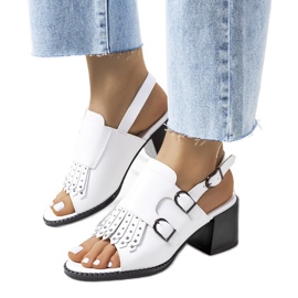 Sandali in pelle bianca con gambo Zand bianco