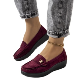 Mocassini marrone rossiccio sulla zeppa Stapper rosso multicolore