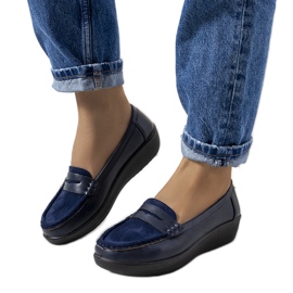 Mocassini blu navy sulla zeppa Dinsmore