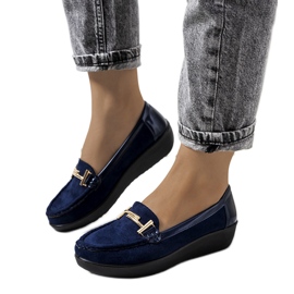Mocassini blu navy sulla zeppa Marinke