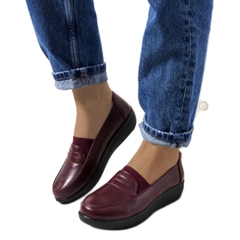 Mocassini Ziggy marrone rossiccio su tacco a zeppa rosso multicolore