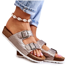 Ciabatte Donna Fibbie Inblu NM000027 Argento beige