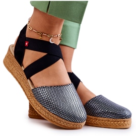 Espadrillas da donna alla moda Big Star JJ276035 nero d'argento