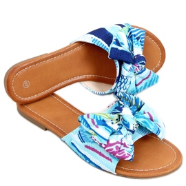 Ciabattine Lotos blu con stampa floreale multicolore