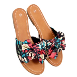 Lotos Pantofole nere con stampa floreale nero multicolore