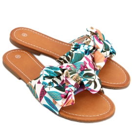 Ciabatte Lotos Beige con stampa floreale multicolore