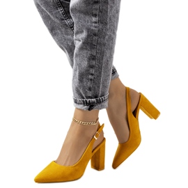 Décolleté con tacco aperto Leest senape giallo