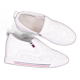 Sneakers in pelle con zeppe bianche traforate W Filippo bianco