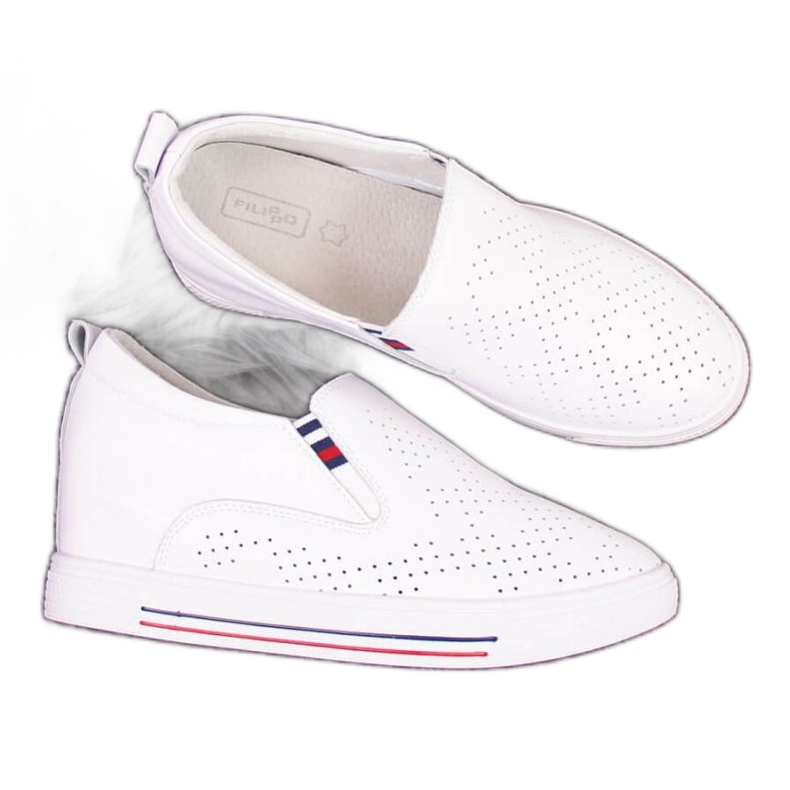 Sneakers in pelle con zeppe bianche traforate W Filippo bianca