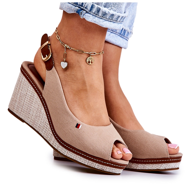 PS1 Sandali comodi da donna con fibbia Thallas beige scuro