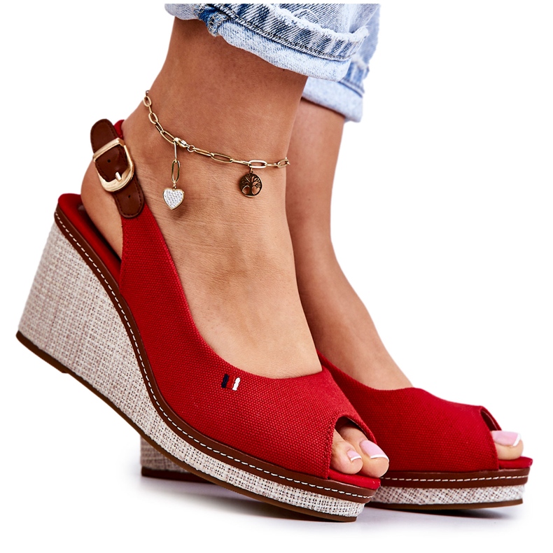 PS1 Comodi sandali da donna con fibbia rossa Thallas rosso