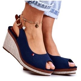 Sandali comodi da donna con fibbia Thallas blu navy