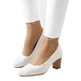 Décolleté Pelders bianche traforate bianco argento