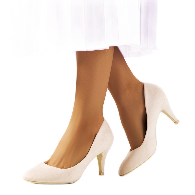 Décolleté beige su tacco Maron