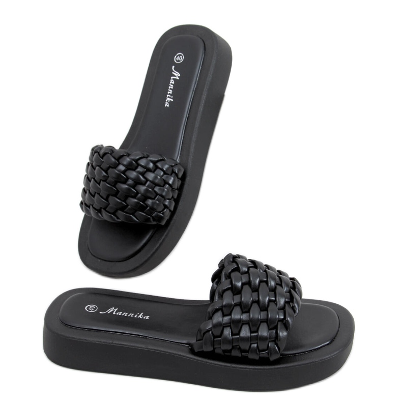 Sandali a tacco alto con strisce intrecciate Elida Black nero