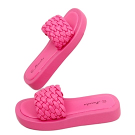 Sandali a tacco alto con righe intrecciate Elida Fushia rosa