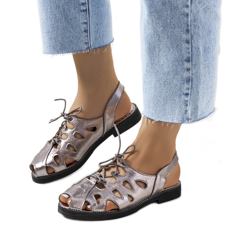 Sandali con lacci grigi Vlis grigio