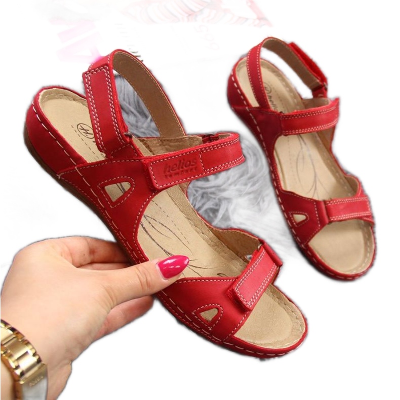 Sandali rossi in pelle con velcro W Helios 205 rosso