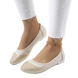 Ballerine beige con fondina in zirconi écru
