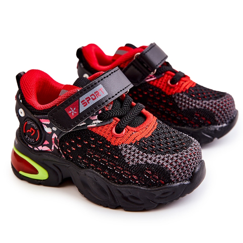 PJ2 Scarpe Sportive Bambini Con Velcro Nero-Rosso Lillo