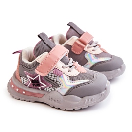 PJ2 Scarpe Sportive Leggere Per Bambini Grigio-Rosa Mobby