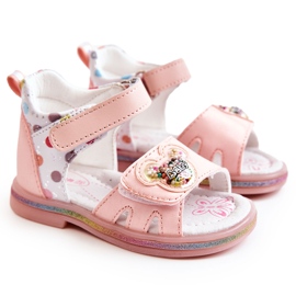 PJ2 Sandali Dotty rosa per bambini in pelle