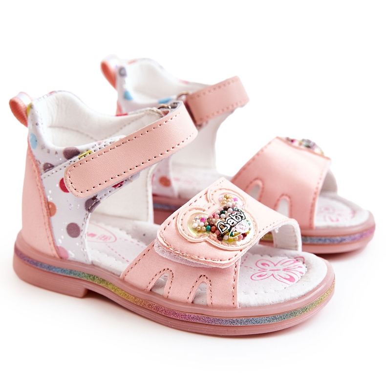 PJ2 Sandali Dotty rosa per bambini in pelle
