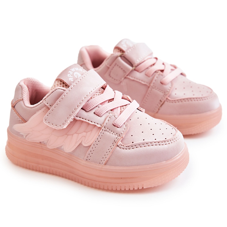 PA1 Scarpe Sportive Bambini In Pelle Con Velcro Pink Angel rosa