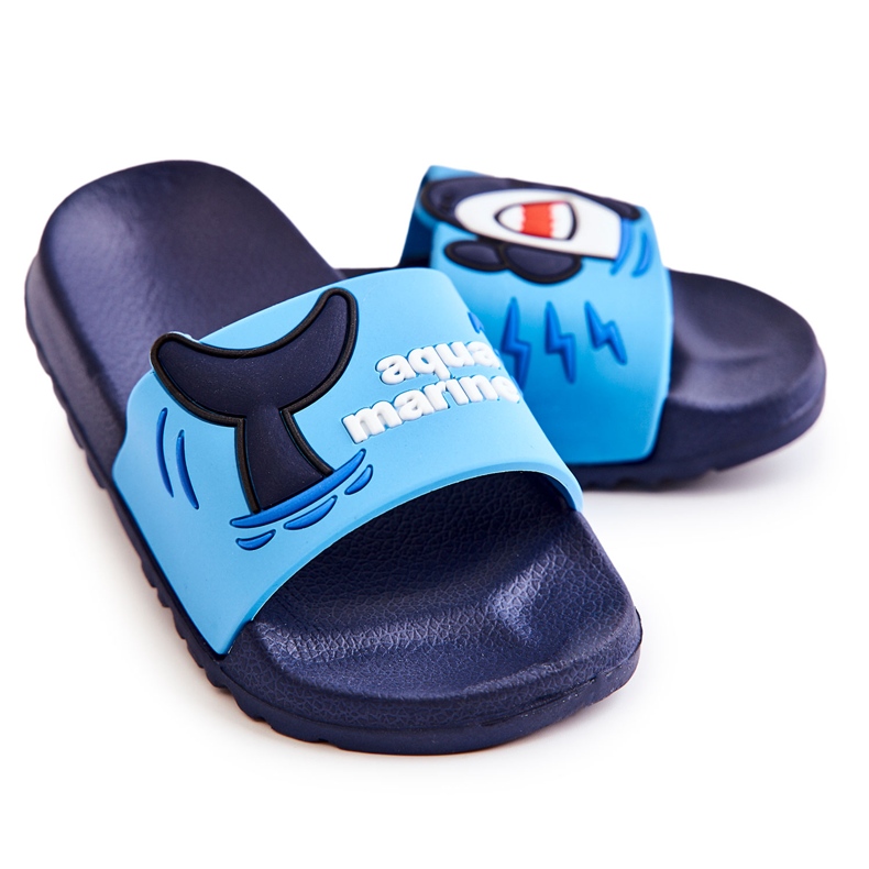 Pantofole Sharky blu e blu navy per bambini