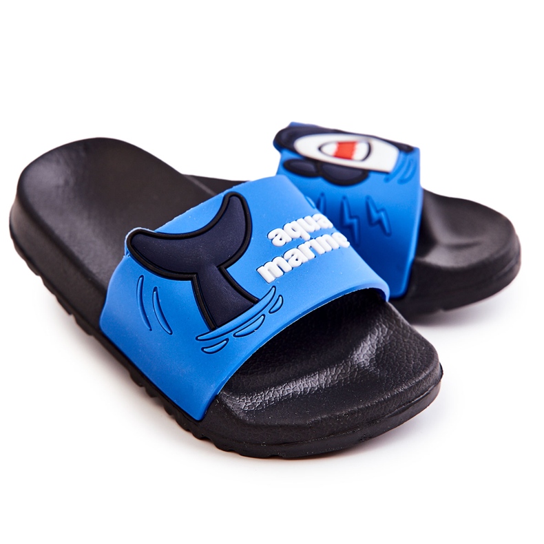 Pantofole Sharky blu scuro per bambini leggere nero