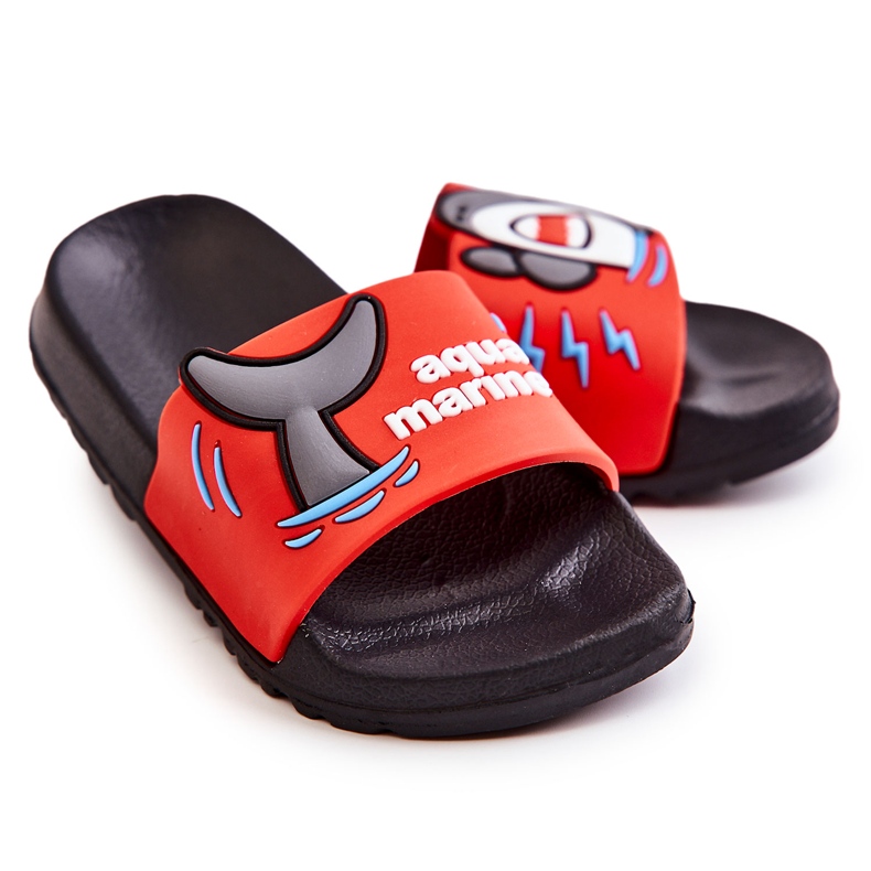 Pantofole Sharky rosse e nere per bambini leggere nero rosso