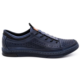 Polbut Scarpe da uomo in pelle per l'estate K22 Navy Blue