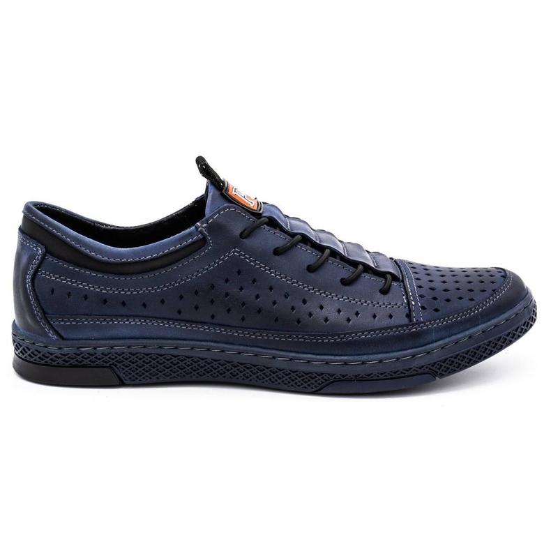 Polbut Scarpe da uomo in pelle per l'estate K22 Navy Blue