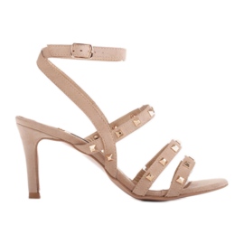 Marco Shoes Sandali in camoscio con borchie decorative beige