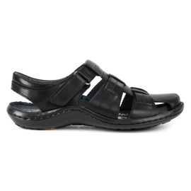 Kampol Sandali da uomo in pelle 220KAM neri nero