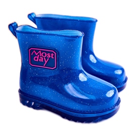 Stivali da pioggia blu navy per bambini in broccato