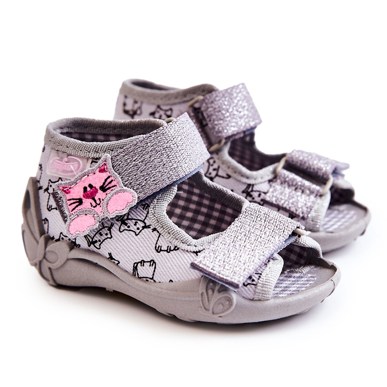 BEFADO S.A. Sandali Pantofole Befado Velcro Gatti 242P102 Grigio