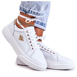 Vinceza Scarpe Sportive In Pelle Con Decorazione Calerie Bianca bianco d'oro