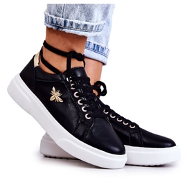 Vinceza Scarpe Sportive In Pelle Con Decorazione Calerie Nera nero d'oro